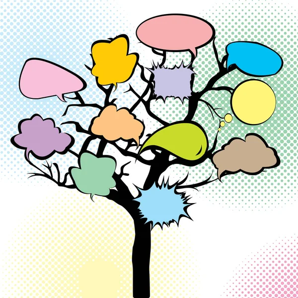 Abstract Tree Colored Speech Bubbles — Stockvector