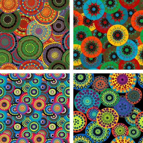 Set Four Colorful Floral Patterns — Stock Vector