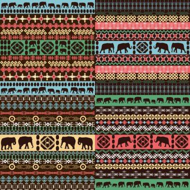 Fillerin siluetleriyle renkli Afrika desenleri