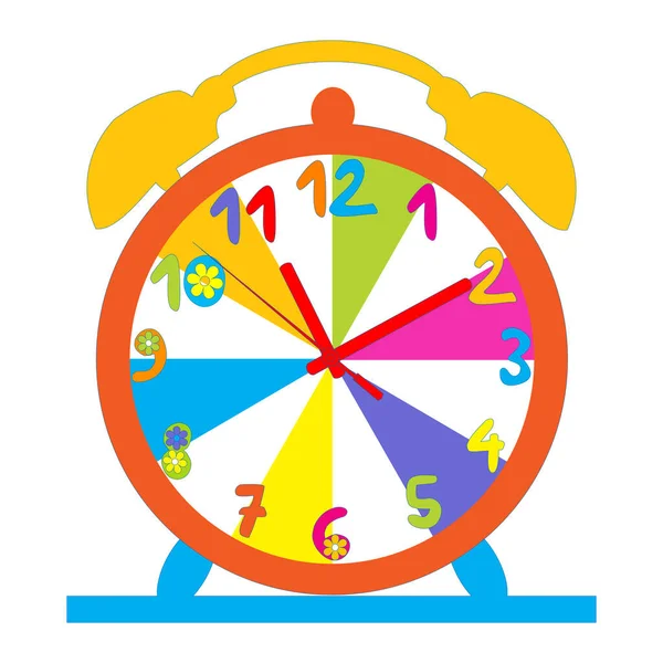 Reloj Despertador Color Aislado Sobre Fondo Blanco — Vector de stock