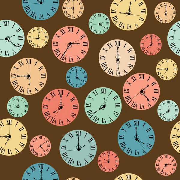 Vintage Sans Couture Avec Des Visages Horloge — Image vectorielle