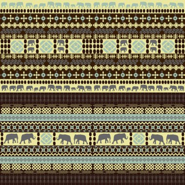 Fillerin siluetleri, Afrika motifleri ve sembolleri ile etnik desen