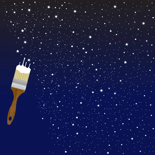 Malerpensel Maler Stjerner Nattehimmelen – stockvektor