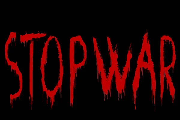 Stop War Concept Bloody Letters Black Background — Stock Vector