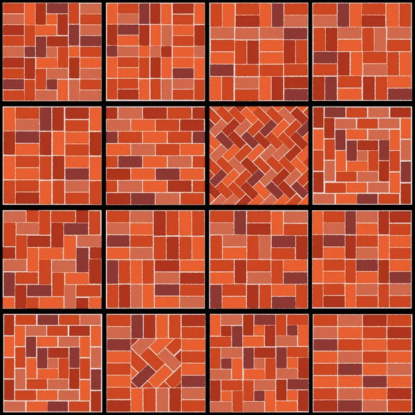 レンガの床の異なるモデル 床サンプルの様々なモデルのセット — ストックベクタ