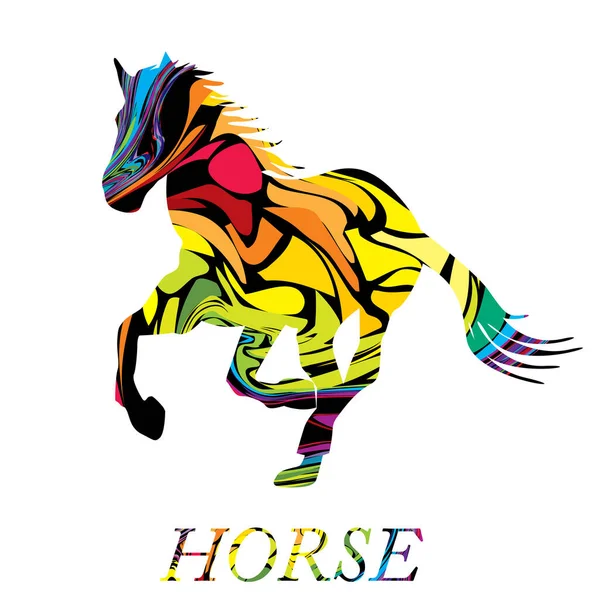 Colorful Abstract Silhouette Galloping Horse — Stock Vector