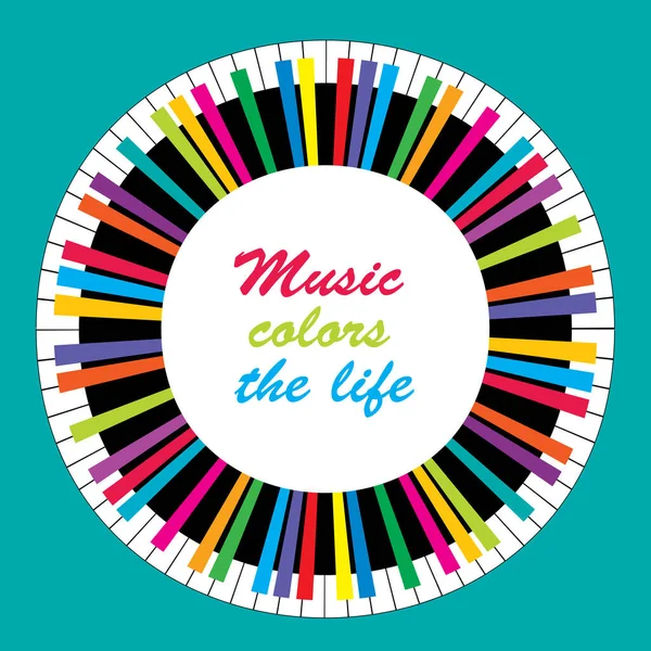 Abstract Colored Circular Piano White Background Message Music Colors Life — Stock Vector