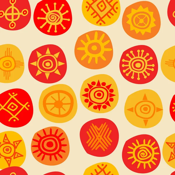 Ethnic Seamless Pattern Sun Symbols — Stock Vector