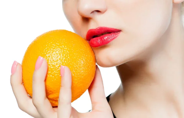 Fragment Female Face Orange Close — Stock Photo, Image