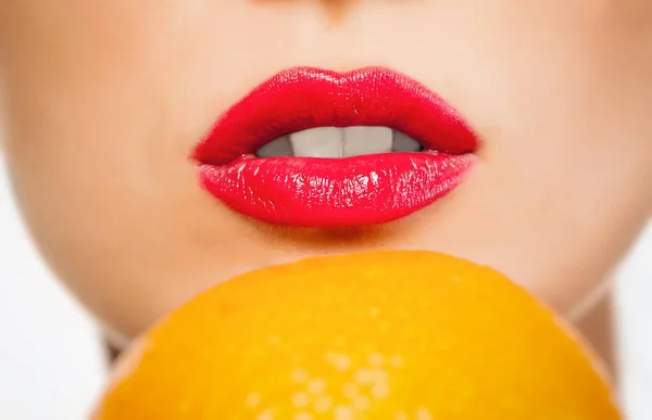 Fragment Female Face Orange Close — Fotografia de Stock