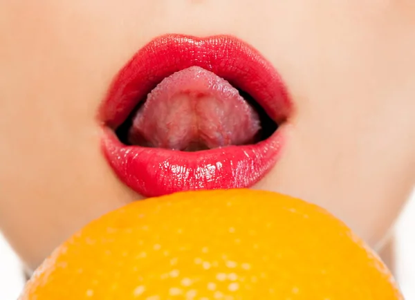 Fragment Female Face Orange Close —  Fotos de Stock