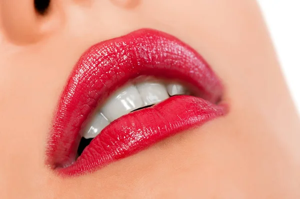 Fragment Female Face Lips Closeup — Stock Photo, Image