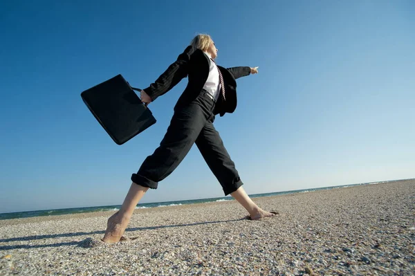 Concepto Que Ilustra Deseo Lograr Resultados Una Mujer Negocios Corriendo —  Fotos de Stock