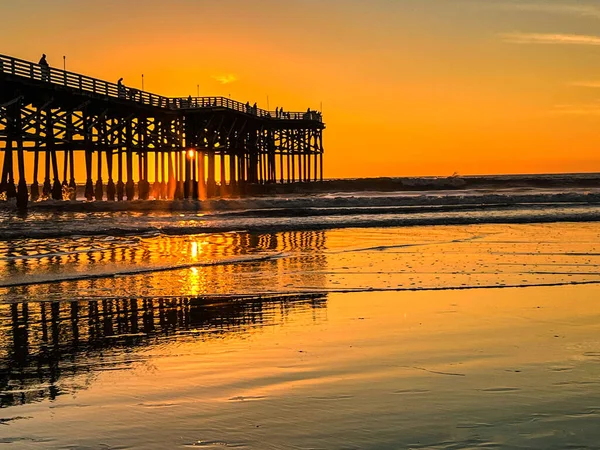 Pôr Sol Píer Cristal San Diego — Fotografia de Stock