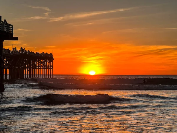 Západ Slunce Křišťálovém Molu San Diego — Stock fotografie