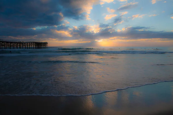 Zachód Słońca Pacyfiku Plaża San Diego — Zdjęcie stockowe