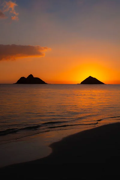 Nascer Sol Sobre Ilhas Mokulua Hawaii — Fotografia de Stock