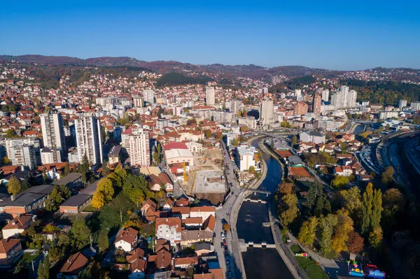 ウジツェ セルビア 西セルビアの都市の空中ビューパノラマ — ストック写真