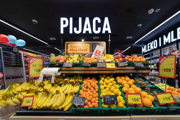 Valjevo Serbia Mart 2022 Frutas Hortalizas Frescas Tienda Moderna Supermercados — Foto de Stock