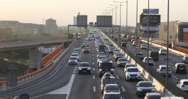 Belgrade Serbia Transport Car Traffic Jam Rush Cars Motorway Highway — Wideo stockowe