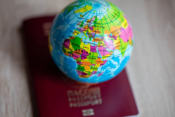 Globe Ball Passport Παγκόσμια Εικονογράφηση Ταξιδιών Ευρώπη Και Αφρική Στο — Φωτογραφία Αρχείου