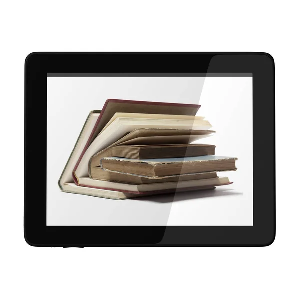 Digital Library Concept Book Generic Teblet Computer Model Isolated White — 스톡 사진