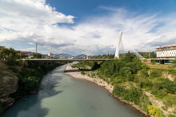 Ponts Podgorica Sur Rivière Moraca Capitole Monténégro Architecture Moderne Symbole — Photo