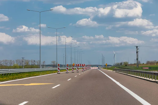 Highway Repair Reconstruction Works Road Narrowing — Stock Photo, Image