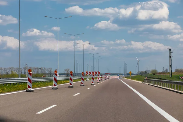 Highway Repair Reconstruction Works Road Narrowing — Stock Photo, Image