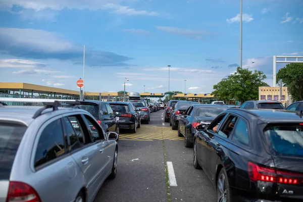 Horgos Serbia June 2022 Traffic Jams Horgos Border Crossing Serbia — Stock Photo, Image