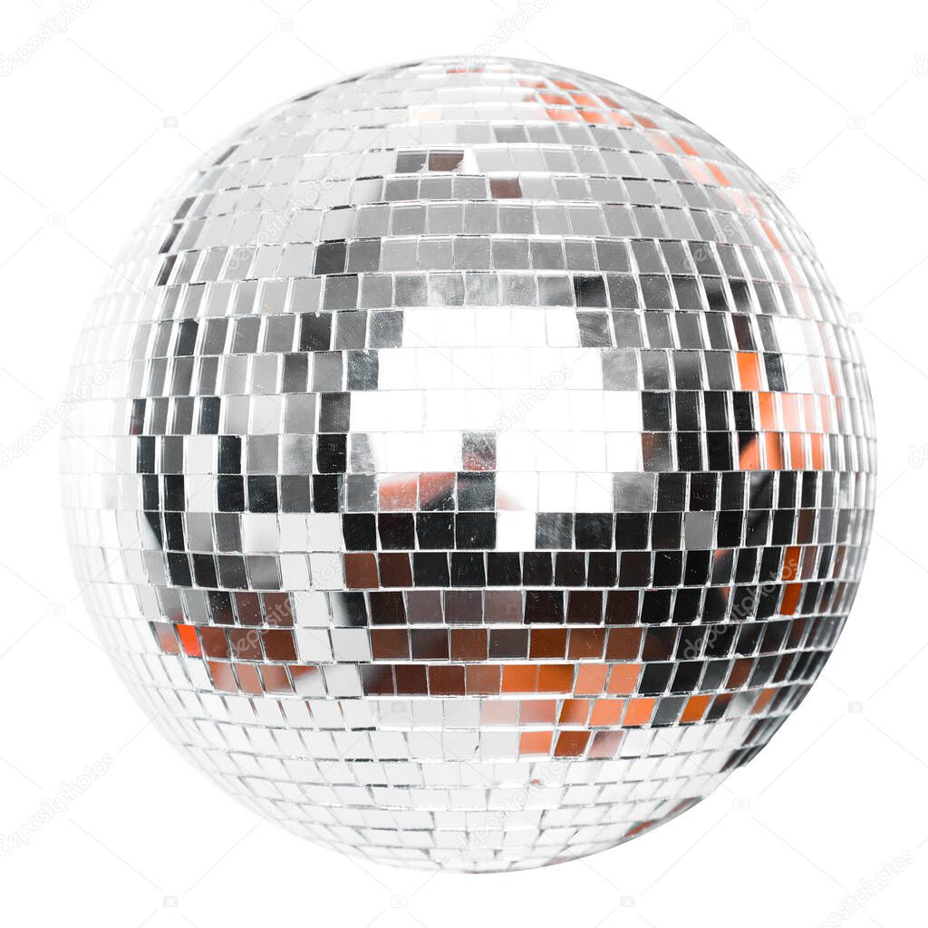 Shining Disco Ball Party Efect isolated on white background