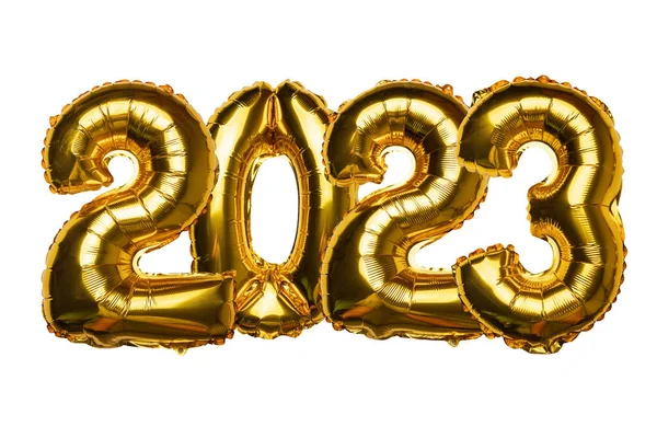 2023 Concetto Felice Anno Nuovo Palloncini Lamina Oro Aranged Stretto — Foto Stock