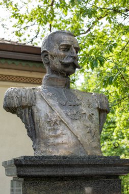 Sırbistan Kralı I. Peter Karacorceviç 'in büst heykeli, Sırpların, Hırvatların ve Slovenlerin ilk kralı, ilk Yugoslav kralı Oplenac, Sırbistan stok fotoğrafı