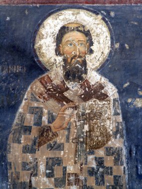 Sırbistan 'ın Prijepolje kenti yakınlarındaki ünlü Mileseva Manastırından Aziz Sava Ortodoks Fresco