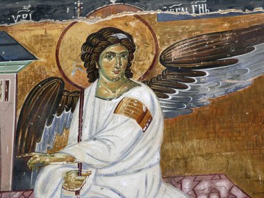 White Angel or Myrrhbearers on Christ s Grave is world famous fresco from the Mileseva monastery circa 1230 AD in Serbia, it depicts an angel sitting in front of the tomb of Christ