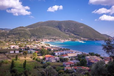 Panorama of Vasiliki beach on Lefkada island, Greece stock photo