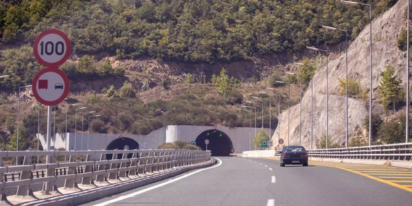 Highway and tunnel in the mountainous part of Greece