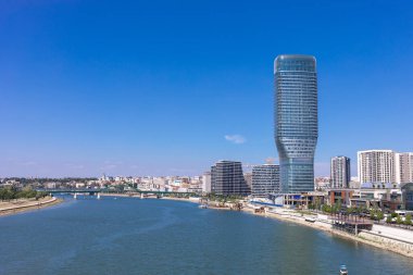 Belgrade Watefront, modern residential area on the river bank of Sava river, City Center from Gazela Bridge