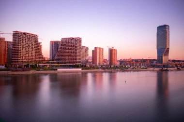 Belgrade Watefront, modern residential area on the river bank of Sava river, new city center on river