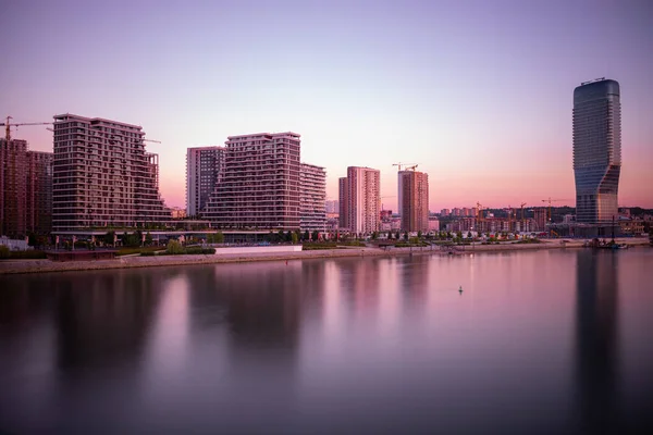 Belgrade Watefront Modern Residential Area River Bank Sava River New — Stockfoto