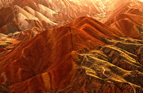 Günbatımı dağlar, zhangye danxia, Çin — Stok fotoğraf