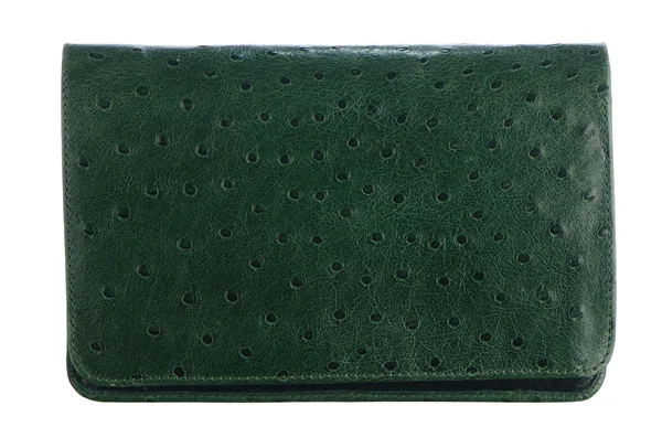 Zielony skórzany portfel — Zdjęcie stockowe