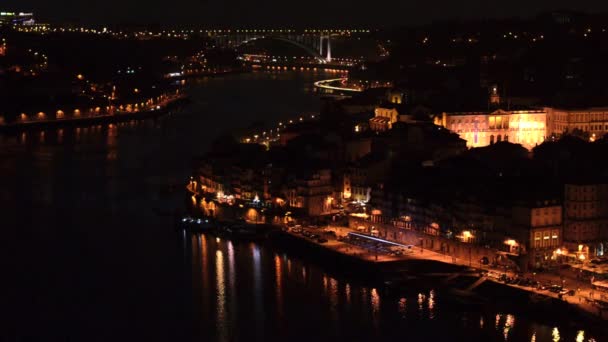 Arrábida bridge at night — Stockvideo