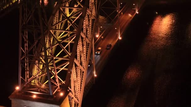Dom luis 在晚上桥 — 图库视频影像