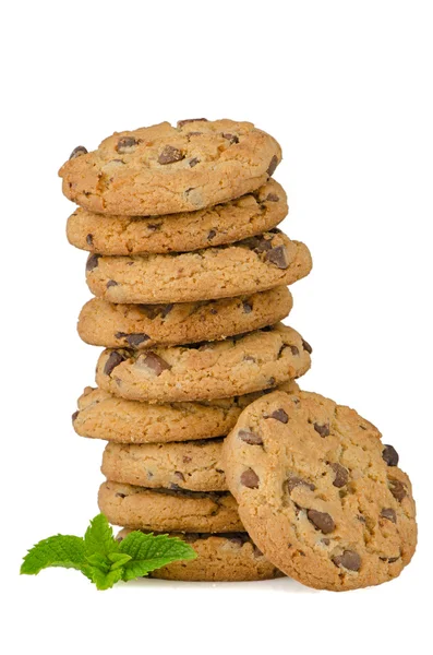Csokoládé cookie menta levelek — Stock Fotó