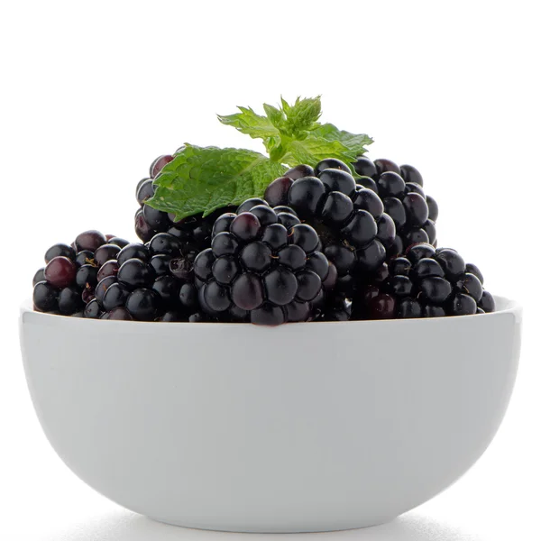 Blackberries in White Bowl — Stock Photo, Image