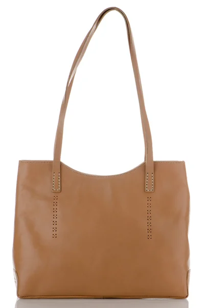 Womanish brown leather bag — Stock Photo, Image
