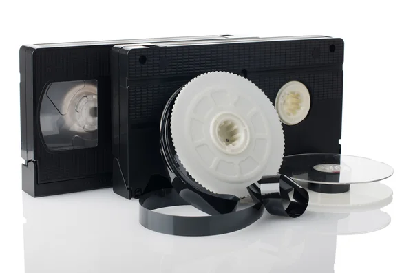 Two videotapes and reel — Stock Photo, Image