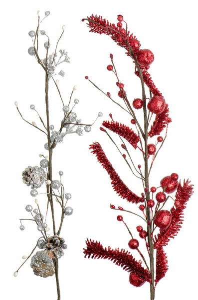 Rode en zilveren decoratie van Kerstmis — Stockfoto