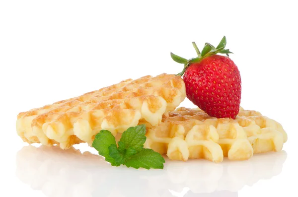 Waffeln und Erdbeeren — Stockfoto